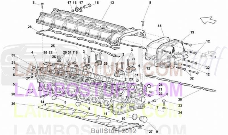 2008 Lamborghini MURCIELAGO LP 640 COUPE CANADA RIGHT CYLINDER HEAD AND COVER (103.03.00)